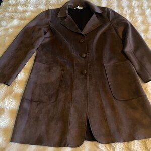 Brownish Purple Faux Suede Coat